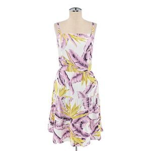 LOFT Dress Womens Size 10‎ Paradise Tiered Ruffle Mini Tank Square Neck Tropical